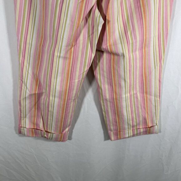 Talbots Capri Pants Womens 10 Pink Yellow Striped Stretch High Rise Cotton Blend - Picture 9 of 9